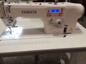 Yamata FY9300 High Speed Straight Stitch Sewing Machine, Stand, 110V Direct Drive Motor Built In, Undertrimmer, Needle Up/Down, Reverse, Stitch Length