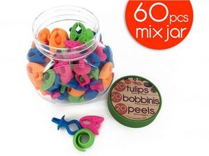 Smart Needle SNMIXJAR The Mix Jar 60pcs Bobbinis Peels & Tulips for Keeping Thread on Bobbins and Matching Bobbins to Thread Spools.