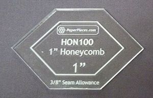 Paper Pieces Z100ACRHON 1" Honeycomb Acrylic Fabric Cutting Template with 3/8" Seam