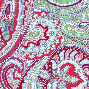 Fabric Finders 2087 Green and Red Paisley fabric by the yard