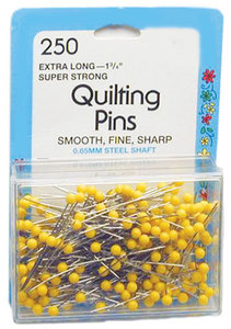 51680: Collins W-101 Yellow Head Straight Quilting Pins 250ct Box