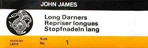 John James 6634, Long Darners Darning Needles 25/pk, Size 1, John James 6634 Long Darners SZ1, Darning Needles 25/pk, Size 1