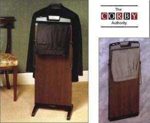 Corby, 7700W, European, Trouser, Slacks, Pants Press, 42"H x 18"W x 19"D, Walnut Finish, Black Trim, Stretcher Bar System, Floor Stand, & Wall Mount, 110V, England