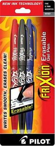 Frixion FX7C3001 Gel Pen 3Ct pack Black Blue Red