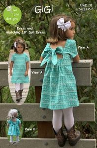 88347: Olive Ann Designs OAD101 GiGi Girl & Doll Dress Sewing Pattern, Sz 2-8