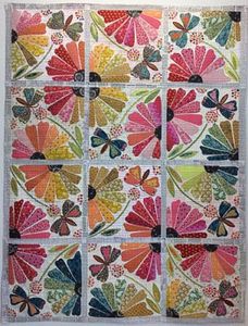 Fiberworks FWLHGP, Garden Party Quilt Pattern by Laura Heine, features Fused Applique, Quilt finishes at 66x 86in