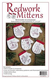 Rachel's of Greenfield K0614 Redwork Mittens Ornament Kit