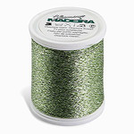 100496: Madeira MG-2452 Glamour 8wt Metallic Thread, 110 Yds, Green and White, Box of 5 Spools
