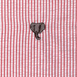 Fabric Finders 15 Yard Bolt at $13.33/Yd, Embroidered Elephant on Red Seersucker, 100% Cotton Fabric, 60" Wide