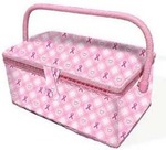 BCA07288 Breast Cancer Awareness Fabric Sewing Basket, Sewing Basket