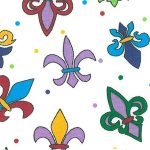 Mardi Gras Fabric, Print Fabric, Fleur De Lis Fabric, Fabric Finders FF1985 Fleur de lis Fabric Multicolored Print 15Yd Bolt 9.34/Yd 100% Cotton 60"