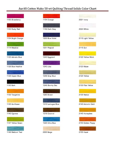 Aurifil Thread Color Chart