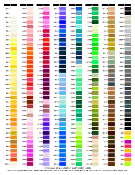 Signature Quilting Thread Color Chart