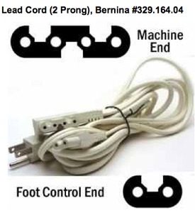 #329.164.04 for Bernina Sewing Machines 2 Prong Sew-Link Lead Power Cord 