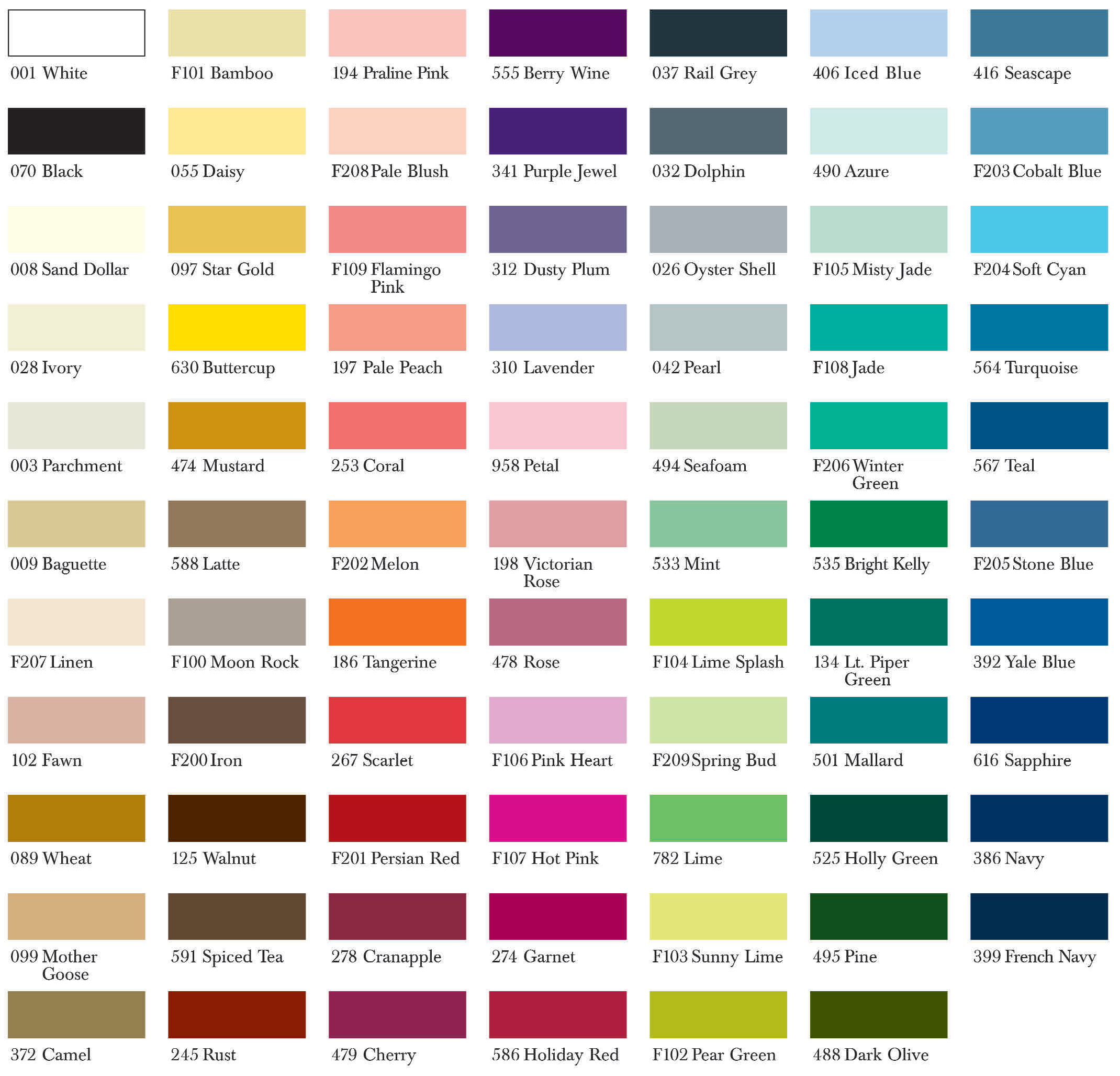 King Tut Quilting Thread Color Chart