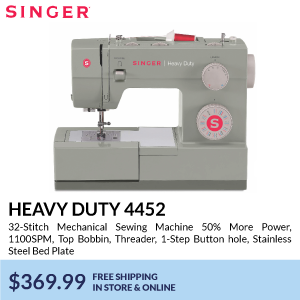 singer HEAVY DUTY 4452. 32-Stitch Mechanical Sewing Machine 50% More Power, 1100SPM, Top Bobbin, Threader, 1-Step Button hole, Stainless Steel Bed Plate. free shipping in store & online