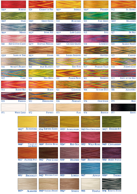 Signature Quilting Thread Color Chart