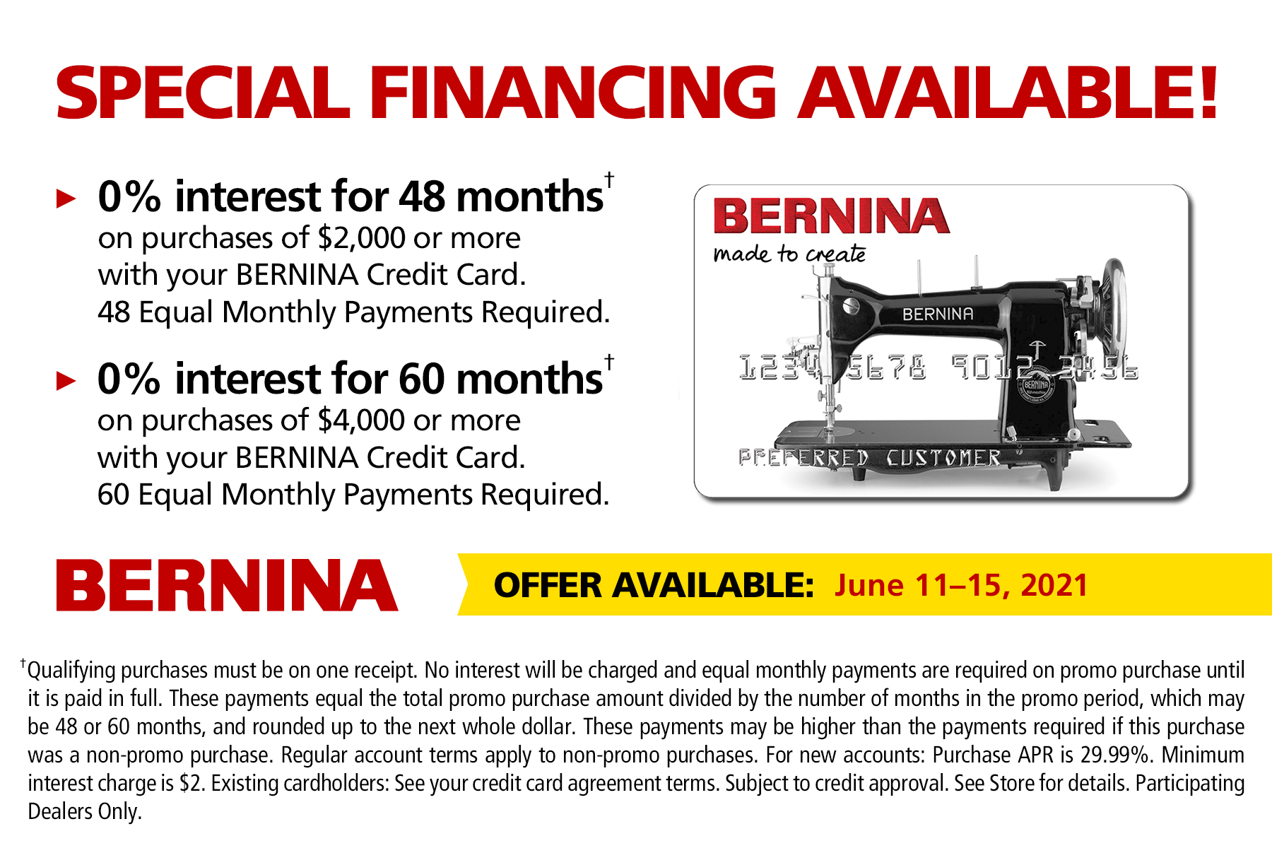 Bernina Special Financing