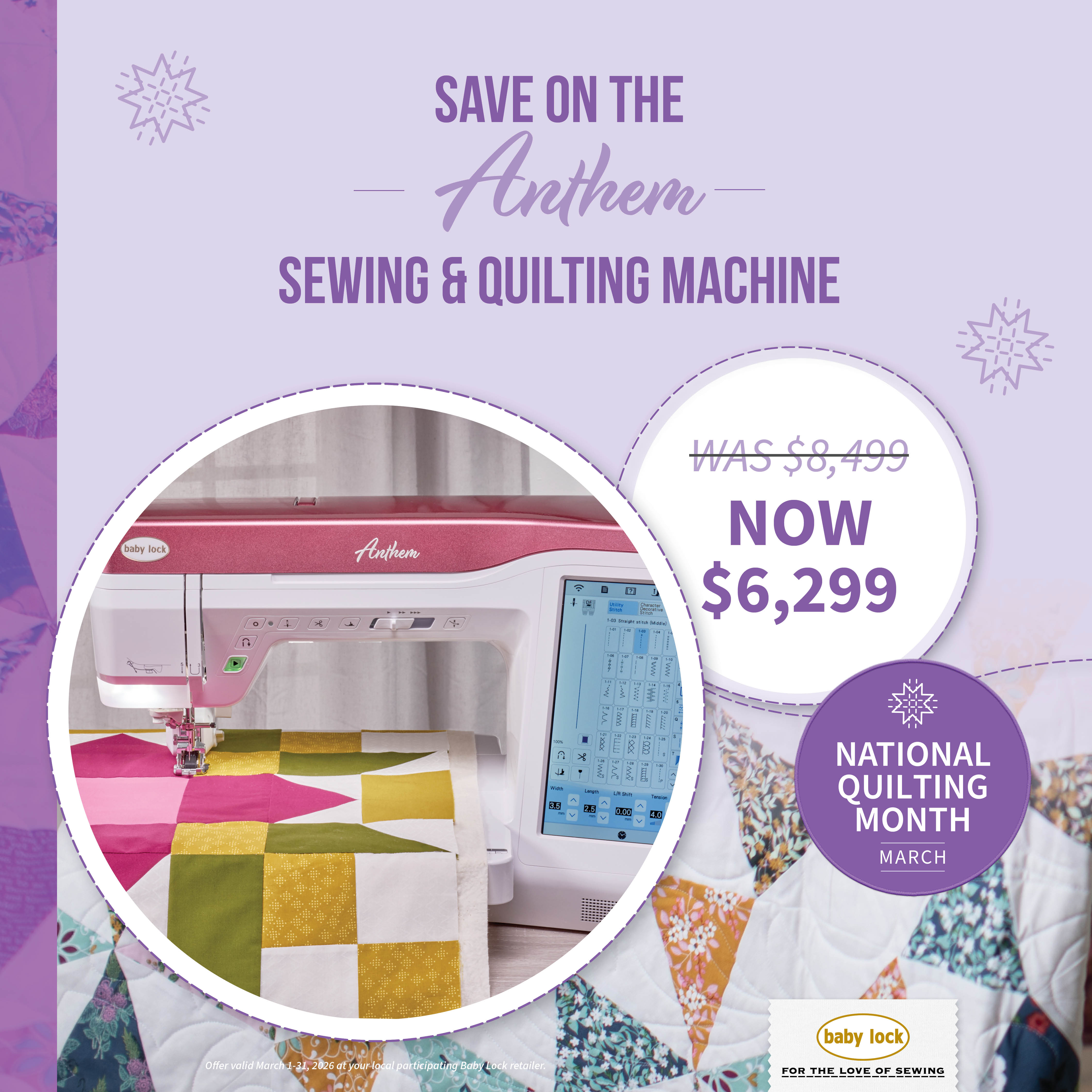 Anthem sewing and quilting $8499.99