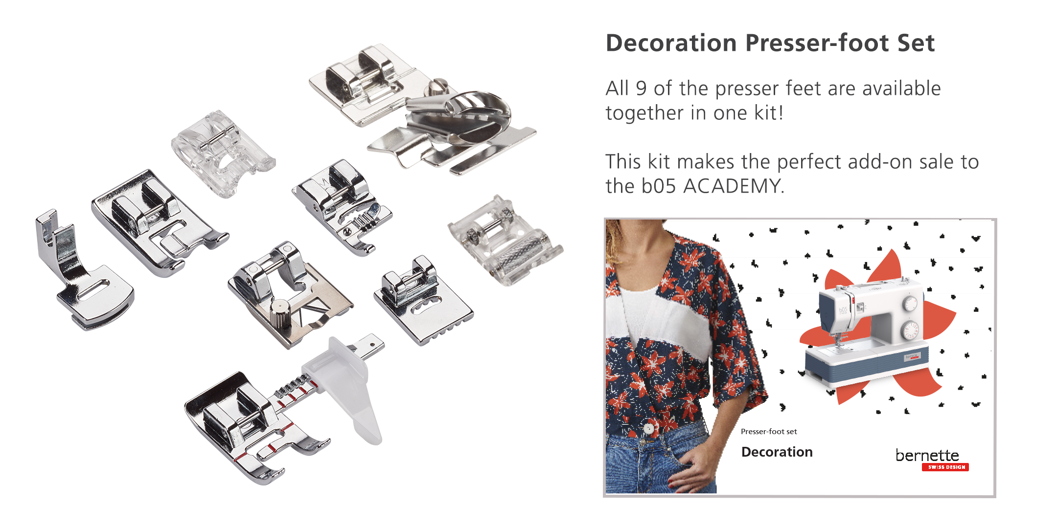 Bernette b05 Academy 9 presser-foot decorative set