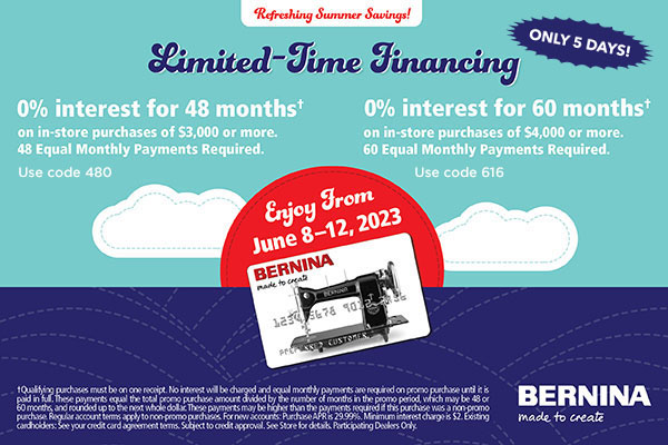 Bernina Limited Time Financing June 8-12, 2023
