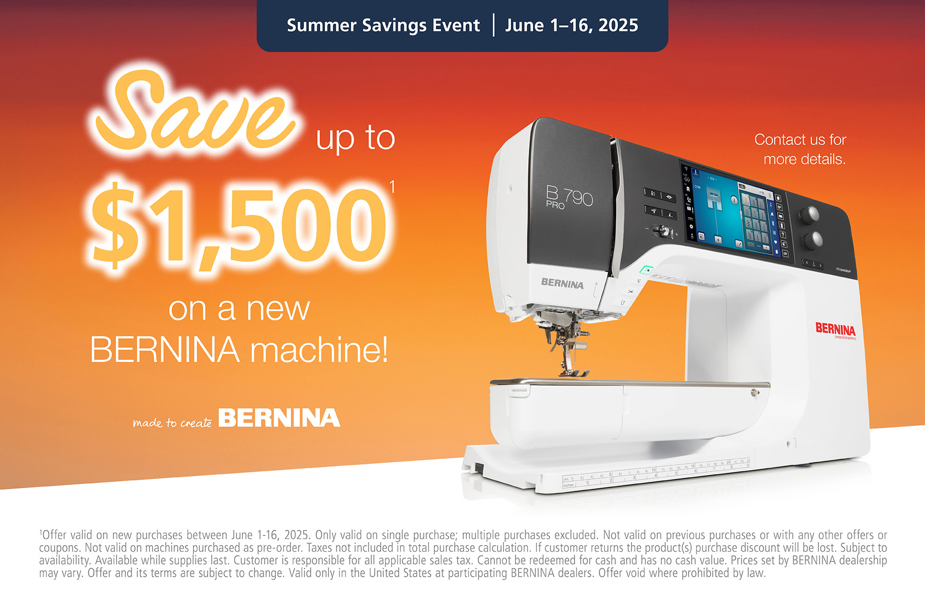 Bernina Sun-Kissed Savings