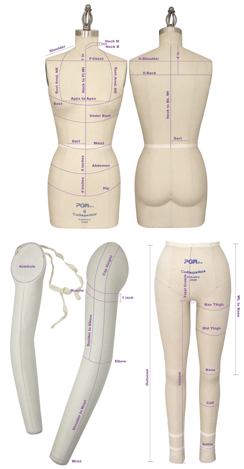 Professional Female Full Body Dress Form Sizes: 6,8, (MM-FULLSZ 2,4,)