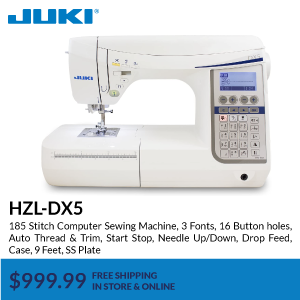 hzldx5. 185 Stitch Computer Sewing Machine, 3 Fonts, 16 Button holes, Auto Thread & Trim, Start Stop, Needle Up/Down, Drop Feed, Case, 9 Feet, SS Plate. $999.99. free shipping in store & online