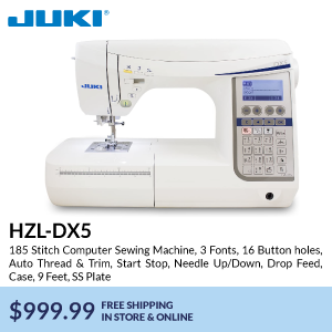 hzldx5. 185 Stitch Computer Sewing Machine, 3 Fonts, 16 Button holes, Auto Thread & Trim, Start Stop, Needle Up/Down, Drop Feed, Case, 9 Feet, SS Plate. $999.99. free shipping in store & online