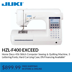 HZL-F400 EXCEED. Home Deco 456 Stitch Computer Sewing & Quilting Machine, 3 Lettering Fonts, Hard Carrying Case, 0% Financing Available*. $799.99. free shipping in store & online