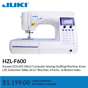 hzlf600. Exceed 225/625 Stitch Computer Sewing Quilting Machine, Knee Lift, Extension Table, 8x12