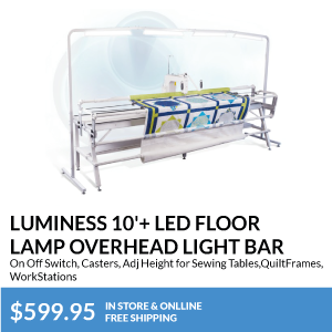 Luminess 10'+ LED Floor Lamp Overhead Light Bar. On Off Switch, Casters, Adj Height for Sewing Tables,QuiltFrames, WorkStations. . free shipping