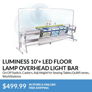 Luminess 10'+ LED Floor Lamp Overhead Light Bar. On Off Switch, Casters, Adj Height for Sewing Tables, QuiltFrames, WorkStations. . free shipping