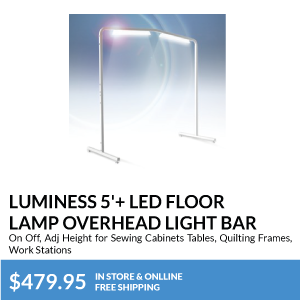 Luminess 5'+ LED Floor Lamp Overhead Light Bar. On Off, Adj Height for Sewing Cabinets Tables, Quilting Frames, Work Stations. . free shipping