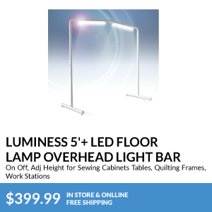 Luminess 5'+ LED Floor Lamp Overhead Light Bar. On Off, Adj Height for Sewing Cabinets Tables, Quilting Frames, Work Stations. . free shipping