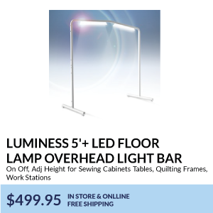 Luminess 5'+ LED Floor Lamp Overhead Light Bar. On Off, Adj Height for Sewing Cabinets Tables, Quilting Frames, Work Stations. $499.95. free shipping