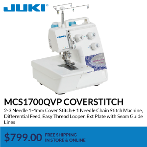 MCS1700QVP COVERSTITCH. 2-3 Needle 1-4mm Cover Stitch + 1 Needle Chain Stitch Machine, Differential Feed, Easy Thread Looper, Ext Plate with Seam Guide Lines. $799.00. free shipping in store & online