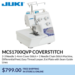 MCS1700QVP COVERSTITCH. 2-3 Needle 1-4mm Cover Stitch + 1 Needle Chain Stitch Machine, Differential Feed, Easy Thread Looper, Ext Plate with Seam Guide Lines. $799.00. free shipping in store & online