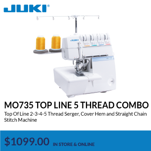 MO735 top line 5 thread combo. Top Of Line 2-3-4-5 Thread Serger, Cover Hem and Straight Chain Stitch Machine. $1099.00. in store & online