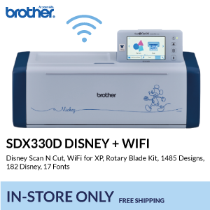 SDX330D DISNEY + WIFI. Disney Scan N Cut, WiFi for XP, Rotary Blade Kit, 1485 Designs, 182 Disney, 17 Fonts. IN-STORE ONLY. free shipping