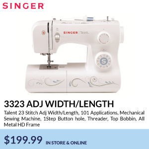 singer 3323. Talent 23 Stitch Adj Width/Length, 101 Applications, Mechanical Sewing Machine, 1Step Button hole, Threader, Top Bobbin, All Metal HD Frame. $169.99. free shipping in store & online