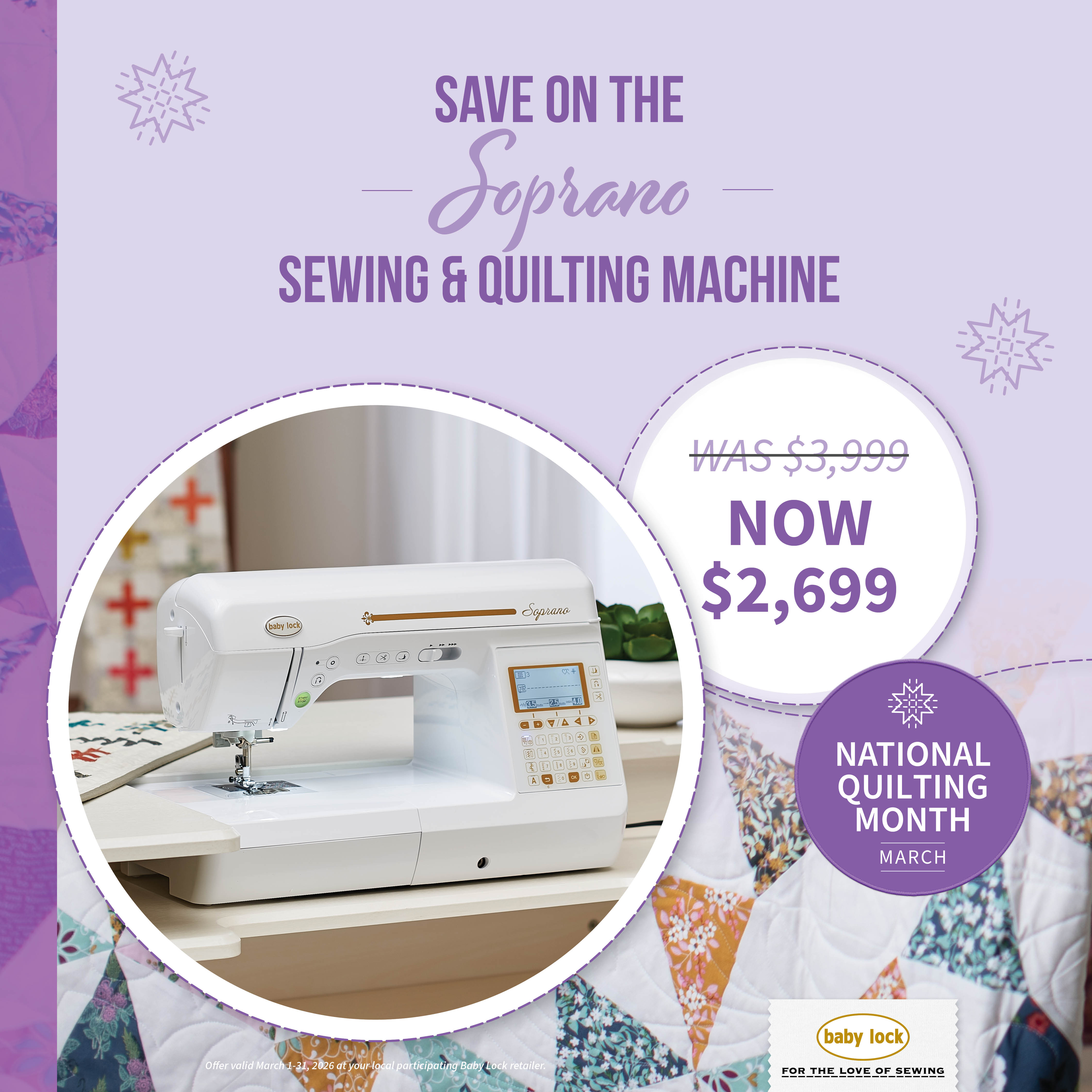 Soprano Sewing and Quilting $2999.00